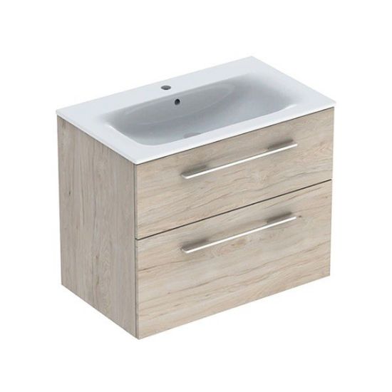 Immagine di MOBILE SELNOVA SQUARE 2 CASSETTI CON LAVABO 80 CM NOCE CHIARO SOSPESO GEBERIT