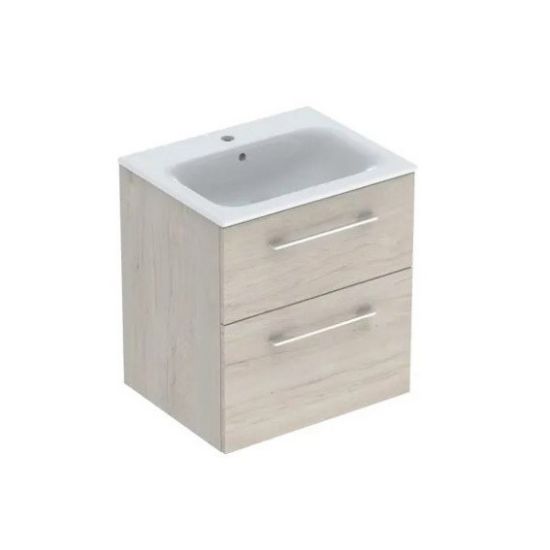 Immagine di MOBILE SELNOVA SQUARE 2 CASSETTI CON LAVABO 60 CM NOCE CHIARO SOSPESO GEBERIT
