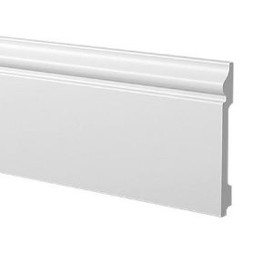 Immagine di BATTISCOPA IN POLIMERO ESTRUSO BIANCO PER INTERNI 15X125 MM LUNGHEZZA 2 MT MOD.NF125 BOVELACCI