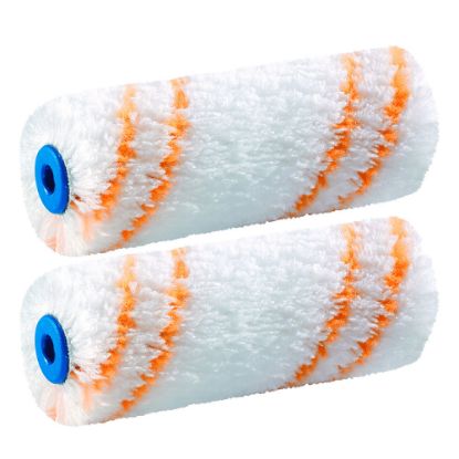 Immagine di RULLINI MICROFIBRA CM.10 ALTEZZA MM 9 BIANCO/ARANCIO CONFEZIONE 2 PZ PER USO PARETI, FACCIAIA E FONDI STORCH