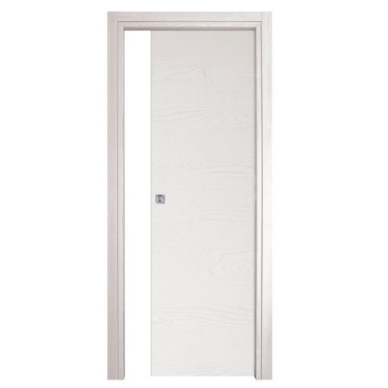 Immagine di PORTA OLTRE SCORREVOLE FRASSINO BIANCO MISURA 70x210x10/12 CM REVERSIBILE