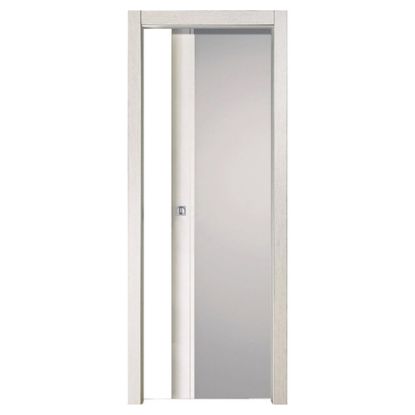 Immagine di PORTA EASY SCORREVOLE INTERNO BIANCO GRAFFIATO CON VETRO MISURA 210X70X10/12 CM REVERSIBILE