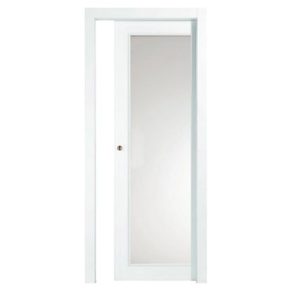 Immagine di PORTA EASY SCORREVOLE INTERNO BIANCO CON VETRO MISURA 210X80X10/12 CM REVERSIBILE