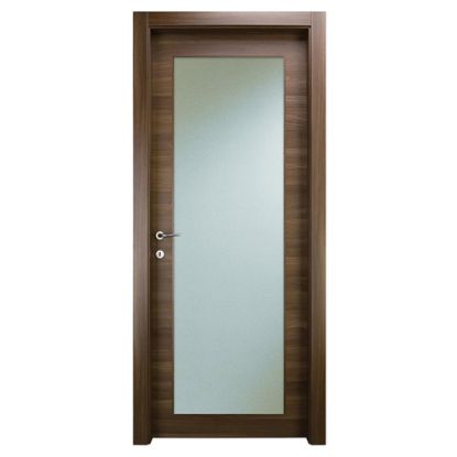 Immagine di PORTA EASY BATTENTE COGNAC CON VETRO MODELLO B MISURA 210X70X10/12 CM REVERSIBILE (SENZA MANIGLIA)