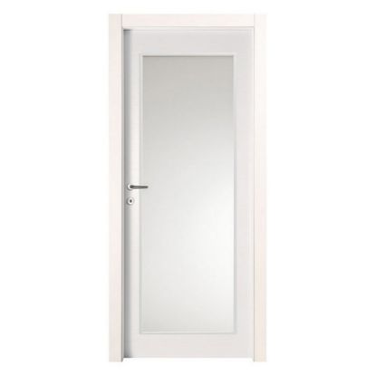 Immagine di PORTA EASY BATTENTE BIANCO GRAFFIATO CON VETRO MODELLO B MISURA 210X80X10/12 CM REVERSIBILE (SENZA MANIGLIA)