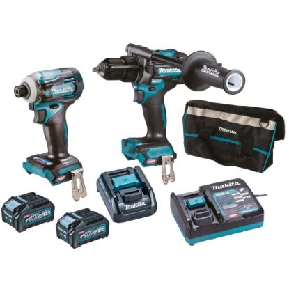 Immagine di KIT TRAPANO HP001G CON AVVITATORE MASSA BATTENTE TD001G CON 2 BATTERIE DA 4,0 AH 40 V CARICA BATTERIE RAPIDO E TOOLBAG MAK