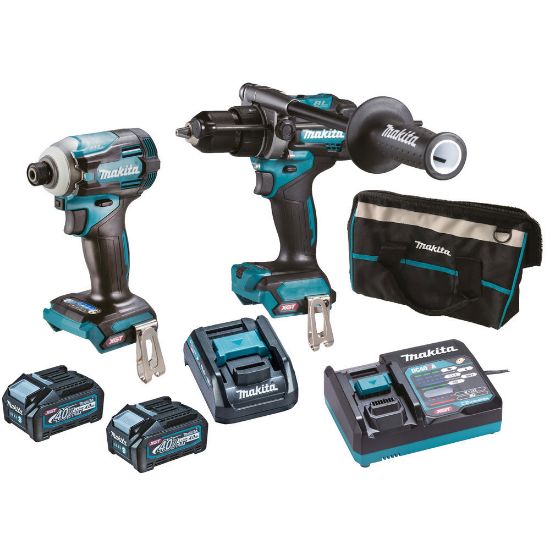 Immagine di KIT TRAPANO HP001G CON AVVITATORE MASSA BATTENTE TD001G CON 2 BATTERIE DA 4,0 AH 40 V CARICA BATTERIE RAPIDO E TOOLBAG MAK