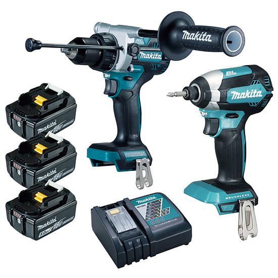 Immagine di KIT TRAPANO AVVITATORE A PERCUSSIONE DHP486 E AVVITATORE A IMPULSI DTD153 CON 3 BATTERIE 5,0 AH CARICABATTERIE DC18 MAKITA