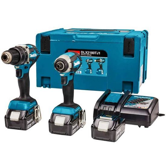 Immagine di KIT TRAPANO AVVITATORE A PERCUSSIONE DHP484 E AVVITATORE A IMPULSI DTD153 CON 3 BATTERIE DA 5,0 AH E CARICA BATTERIE DC18
