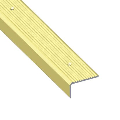 Immagine di PROFILO PROTEZIONE SCANALATO 41 MM x 23 MM ALLUMINIO OTTONE PREFORATO 1 MT