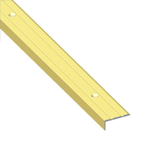 Immagine di PROFILO PROTEZIONE SCANALATO 25 MM X 20 MM ALLUMINIO OTTONE PREFORATO 1 MT