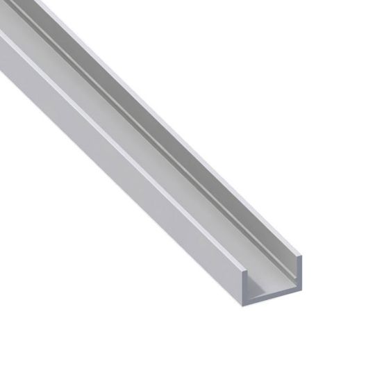 Immagine di PROFILO AD U 10 MM x 22,5 MM SPESSORE 1,5 MM ALLUMINIO ARGENTO LUNGHEZZA 1 MT