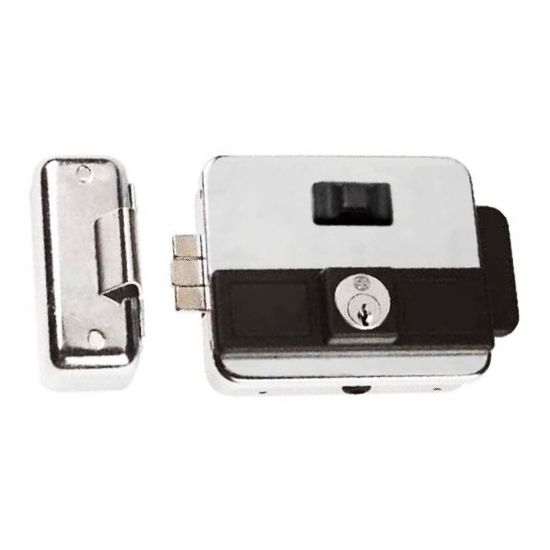 Immagine di SERRATURA ELETTRICA APPLICARE MULTIPLA CILINDRO FISSO ZINCATA PER PORTE E CANCELLI 1-2 ANTE REVERSIBILE APERTURA A PULSANTE ASSA ABLOY