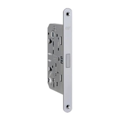 Immagine di SERRATURA INFILARE MAGNETICA PER PORTE IN LEGNO 50x132 MM SCROCCO SIMMETRICO FINITURA INOX FUNZIONE CHIAVE AGB