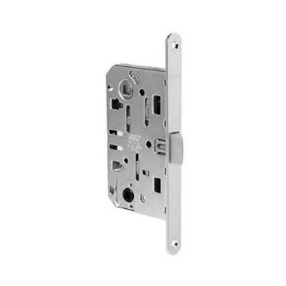 Immagine di SERRATURA INFILARE PER PORTE IN LEGNO WC 50x96 MM SCROCCO ABS CROMO SATINATO CON FORO QUADRO 6 MM AGB