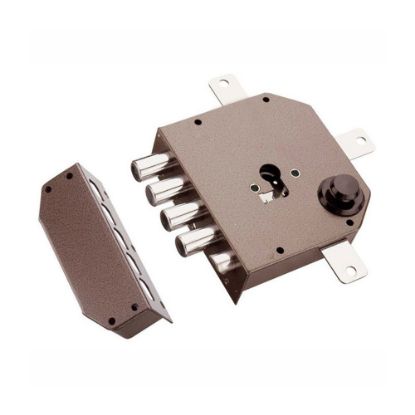 Immagine di SERRATURA AD APPLICARE QUINTUPLA SX PREDISPOSPOSTA PER CILINDRO EUROPEO A 4 CATENACCI CON 1/2 GIRO PRIVO DI ASTE E DEVIATOR MOTTURA