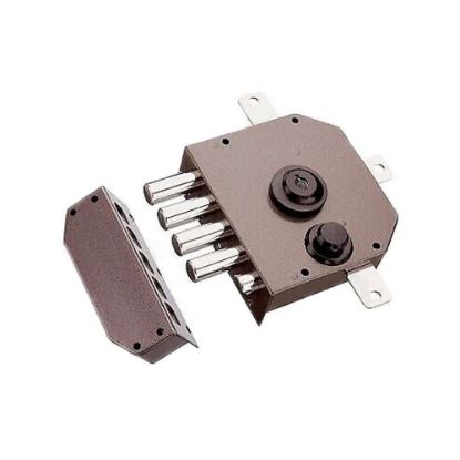 Immagine di SERRATURA APPLICARE QUINTUPLA CON MEZZO GIRO SX VERNICIATA POMPA 60 MM DIAMENTRO 34 MM - ASTE E DEVIATORI NON COMPRESI MOTTURA