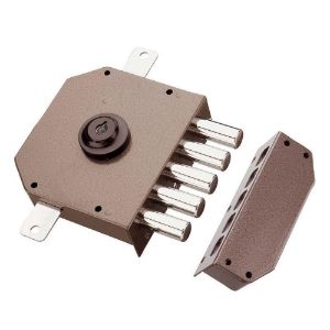 Immagine di SERRATURA APPLICARE TRIPLICE DX VERNICIATA POMPA 60 MM DIAMETRO 34 MM SENZA ASTE MOTTURA