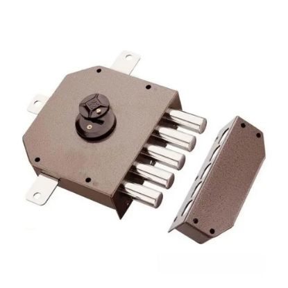 Immagine di SERRATURA APPLICARE DOPPIA MAPPA QUINTUPLA DX VERNICIATA 3 CHIAVI 60 MM ASTE E DEVIATORI NON COMPRESI MOTTURA