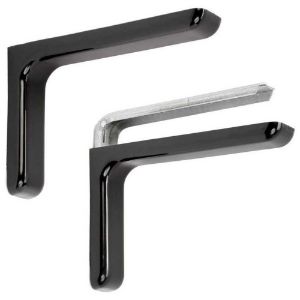 Immagine di COPPIA REGGIMENSOLE IN ACCIAIO CON COVER D'ARREDO NERA 15x18 CM