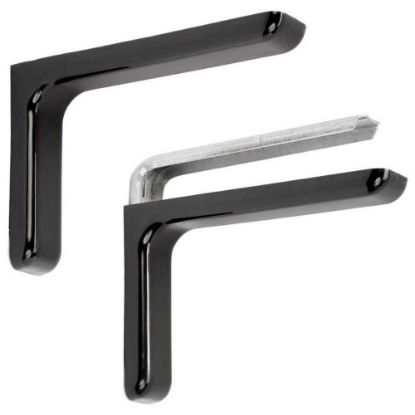 Immagine di COPPIA REGGIMENSOLE IN ACCIAIO CON COVER D'ARREDO NERA 15x18 CM