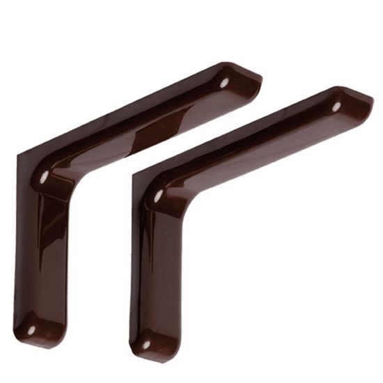 Immagine di COPPIA REGGIMENSOLE IN ACCIAIO CON COVER D'ARREDO MARRONE 10x12 CM