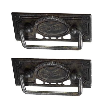 Immagine di COPPIA DI MANIGLIE PER MOBILI FINITURA ARTE POVERA Ø 100 MM PATINATA