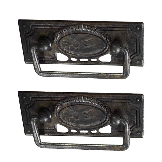 Immagine di COPPIA DI MANIGLIE PER MOBILI FINITURA ARTE POVERA Ø 100 MM PATINATA