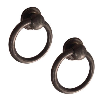 Immagine di COPPIA DI MANIGLIE PER MOBILI FINITURA ARTE POVERA Ø 45 MM PATINATA