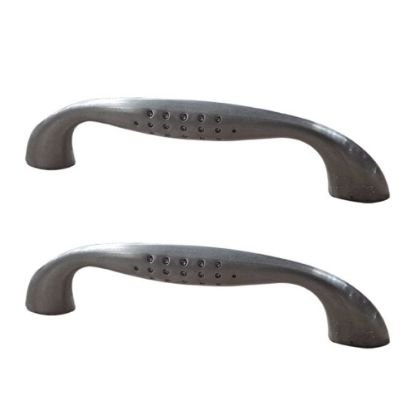 Immagine di COPPIA DI MANIGLIE A SQUADRO IN METALLO NICHEL SPAZZOLATO 96 MM