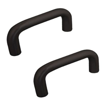 Immagine di COPPIA DI MANIGLIE A SQUADRO IN PVC NERO 64 MM