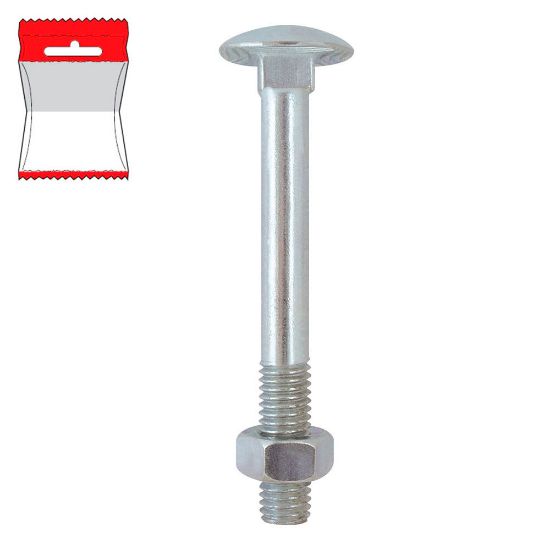 Immagine di BULLONE TESTA TONDA PARZIALMENTE FILETTATO 10X60 MM CON DADO BLISTER 5 PZ