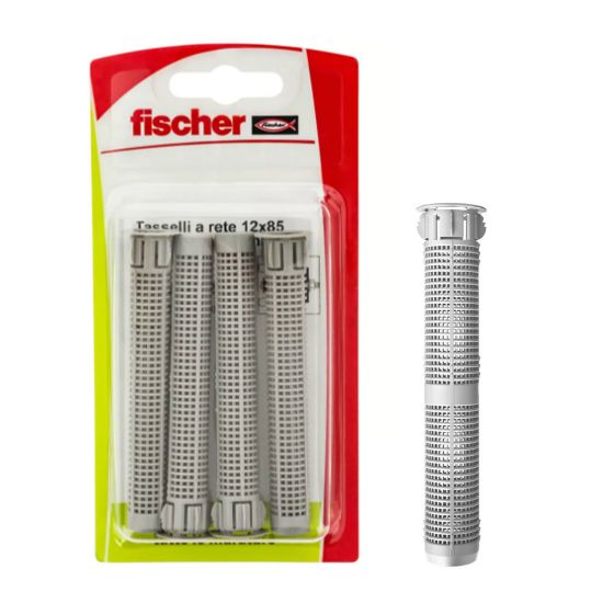 Immagine di BUSSOLA RETINATA IN PLASTICA PER TASSELLO RESINA FIP 12X85 MM BLISTER 4 PZ