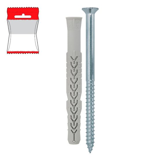 Immagine di TASSELLO PROLUNGATO Ø 10X100 MM CON VITE LEGNO BLISTER 4 PZ