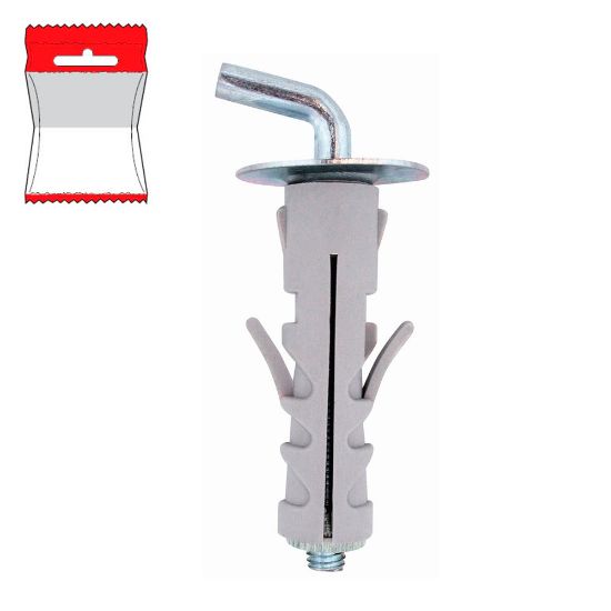 Immagine di TASSELLO NYLON CON GANCIO CORTO Ø 9X40 MM BLISTER 6 PZ