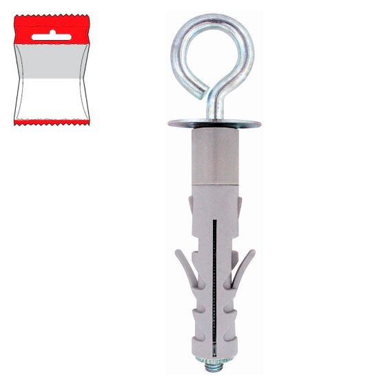 Immagine di TASSELLO NYLON CON OCCHIOLO CHIUSO Ø 12X46 MM BLISTER 4 PZ