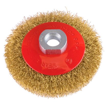 Immagine di SPAZZOLA CONICA OTTONATA PER SMERIGLIATRICE DIAMETRO 120 MM