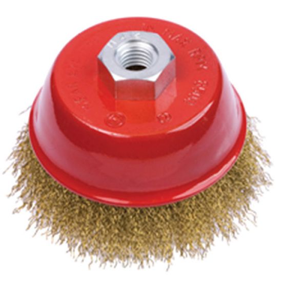 Immagine di SPAZZOLA A TAZZA OTTONANTA PER SMERIGLATRICE DIAMETRO 60 MM