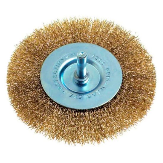 Immagine di SPAZZOLA A TAZZA OTTONATA PER TRAPANO DIAMETRO 40 MM