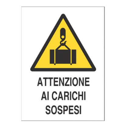 Immagine di CARTELLO ATTENZIONE CARICHI SOSPESI 40X60 CM