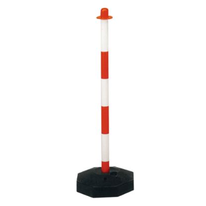 Immagine di COLONNINA BIANCA/ROSSA CON BASE IN PLASTICA H90 CM D.40 MM