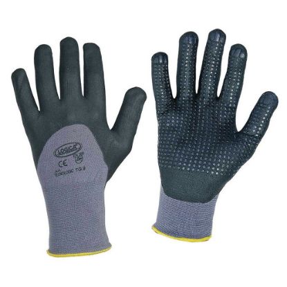 Immagine di GUANTO ANTISCIVOLO PUNTINATO NITRILE NERO/GRIGIO TG.9 CON BLISTER IN COPPIA
