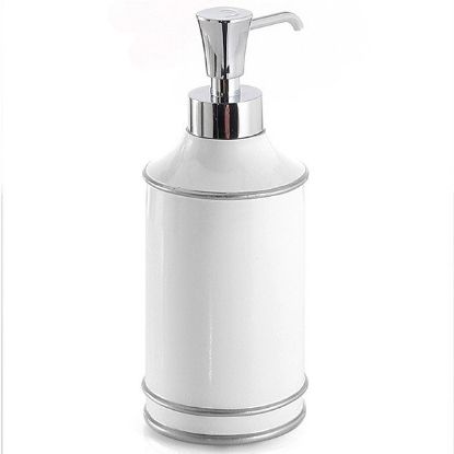 Immagine di DOSASAPONE DA APPOGGIO OLIMPIA BIANCO/ARGENTO CON EROGATORE CROMATO GEDY