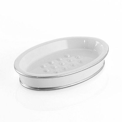 Immagine di PORTASAPONE DA APPOGGIO OLIMPIA RESINA BIANCO/ARGENTO GEDY