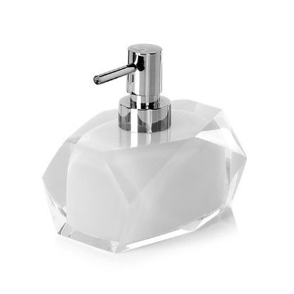 Immagine di DOSASAPONE DA APPOGGIO CHANELLE RESINA BIANCO CON ERAGATORE CROMATO GEDY