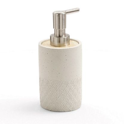 Immagine di DOSASAPONE DA APPOGGIO AFRODITE GRIGIO CEMENTO/BAMBU  CON EROGATORE CROMATO GEDY