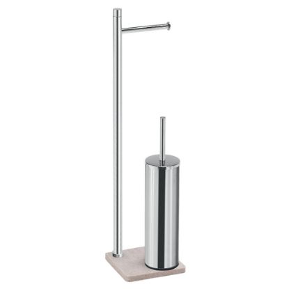 Immagine di PIANTANA A TERRA PORTAROTOLO E PORTASCOPINO TRILLY BEIGE GEDY