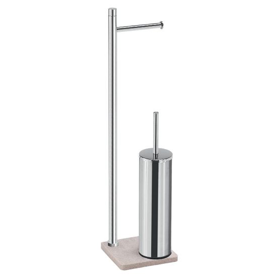 Immagine di PIANTANA A TERRA PORTAROTOLO E PORTASCOPINO TRILLY BEIGE GEDY