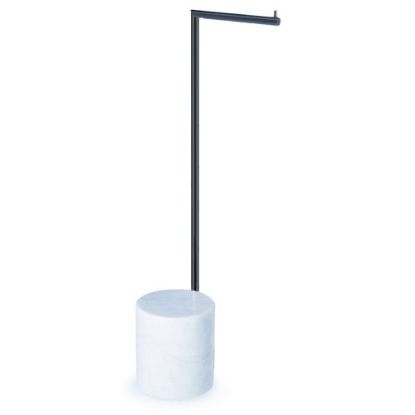 Immagine di PIANTANA IN RESINA A TERRA PORTAROTOLO E PORTASCOPINO EQUILIBRIUM NERO 1302 STILHAUS