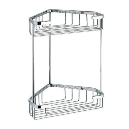 Immagine di PORTA OGGETTI DOCCIA A PARETE ANGOLARE DUE RIPIANI 20X15 CM CROMATO GEDY